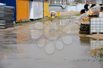 Royalty Free Photo of a Flooded Construction Site
