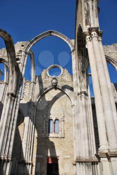 Royalty Free Photo of the Carmo Church Ruins in Lisbon, Portugal