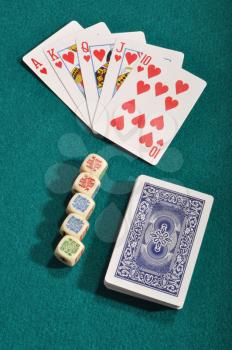 Royalty Free Photo of Poker Cards and Dice