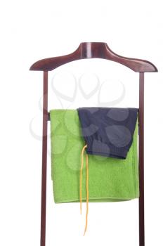 Royalty Free Photo of Beach Clothes on a Hanger