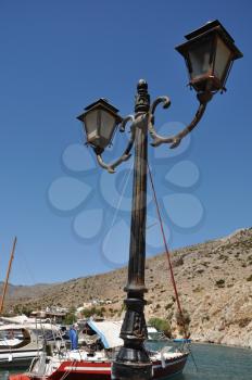 Royalty Free Photo of a Street Lamp in Kalymnos Island, Greece