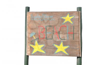 Royalty Free Photo of a Wooden Beach Sign