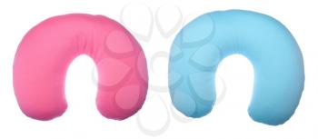 Royalty Free Photo of Pink and Blue Neck Pillows