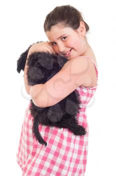 Royalty Free Photo of a Girl Holding Her Dog