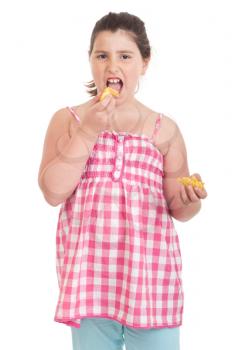 Royalty Free Photo of a Little Girl Eating Chips