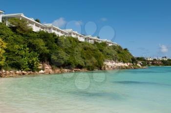 Royalty Free Clipart Image of a Beach in Long Bay, Antigua