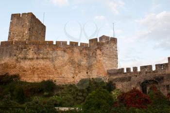 Royalty Free Photo of a Templar Castle Fortress at the Convent of Christ in Tomar, Portugal