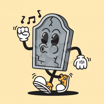 Retro vector illustration of a cartoon tombstone for Halloween.