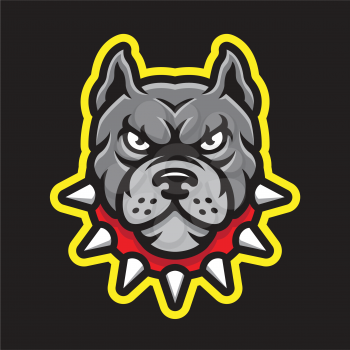 Royalty Free Clipart Image of a Dog with a Spiked Collar Mascot