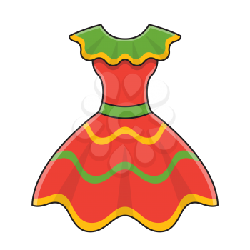 Royalty-Free Clipart Image of a Traditional Dress. Part of a Cinco-de-Mayo set