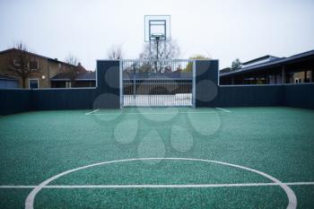 A small outdoor soccer area for student to play