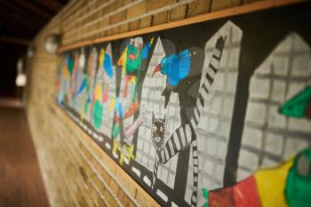 Art made by students on a school wall