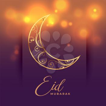 beautiful crescent moon eid mubarak islamic card design