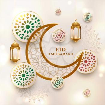 crescent moon eid mubarak festival greeting design