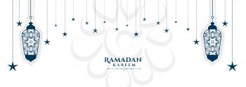 decorative islamic ramadan kareem white banner design