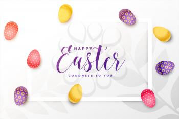easter day card with colorful eggs design