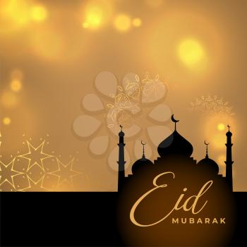 eid mubarak shiny golden card design