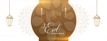 elegant golden eid mubarak festival banner design