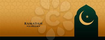 elegant ramadan kareem moon and star islamic banner
