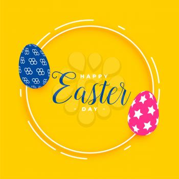 happy easter yellow card with eggs design
