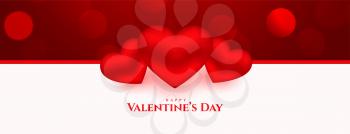 happy valentines day 3d hearts banner beautiful design