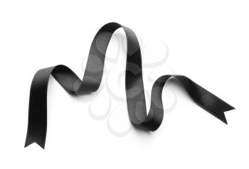 Satin black ribbon on white background�