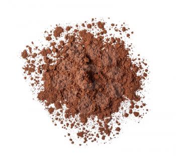 Heap of cocoa powder on white background�