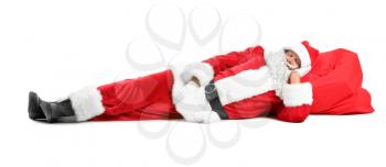 Sleeping Santa Claus on white background�