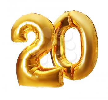 Figure 20 made of balloons on white background�
