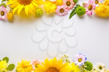 Beautiful composition with flowers on white background�