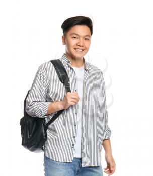Portrait of Asian student on white background�