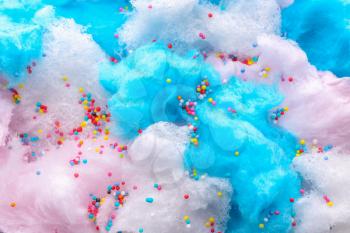 Tasty cotton candy with sprinkles, closeup�