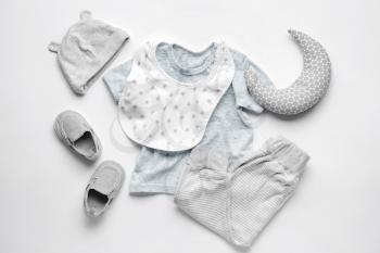 Baby clothes on white background�