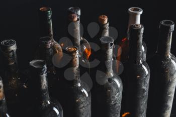 Many bottles of wine in cellar�