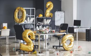 Interior of office after New Year party�