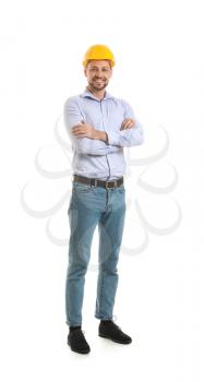 Male engineer on white background�