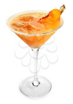 Fresh summer cocktail in glass on white background�