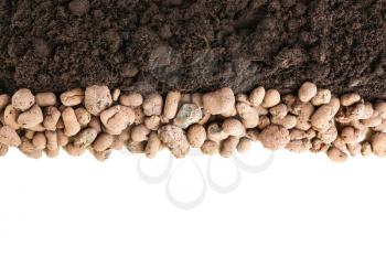 Soil and drainage on white background�