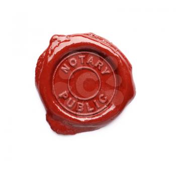 Wax seal stamp of notary public on white background�