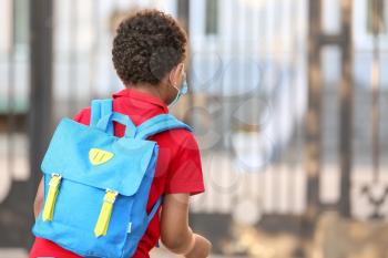 Little African-American pupil going to school�