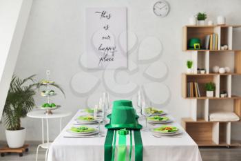 Table set for St. Patrick's Day celebration�