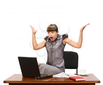 Royalty Free Photo of an Exasperated Woman at a Computer