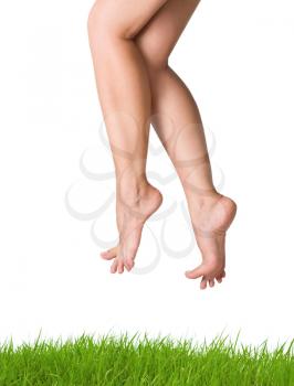 image of smooth,sexy and beautiful female legs isolated  on white