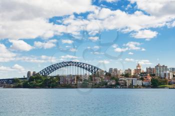 skyline of Sydney with the city housing estate and Sydney Harbour Bridge