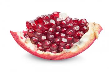 Juicy slice pomegranate fruit  isolated on a white background