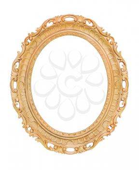 old wooden gilded frame isolated on white background
