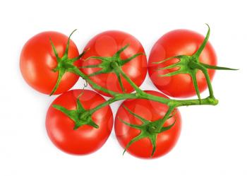 bunch of  red tomatoes isolated on white background