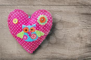 
Valentines Day  heart on wooden background in retro style