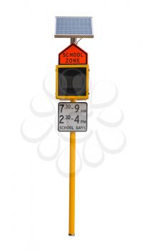 Traffic sign School zone speed limit sign isolated on white background