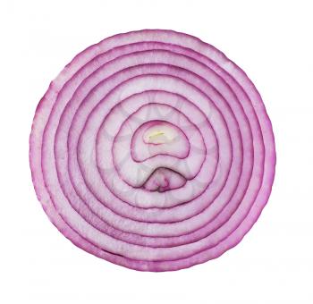 sliced red onion  isolated on white background